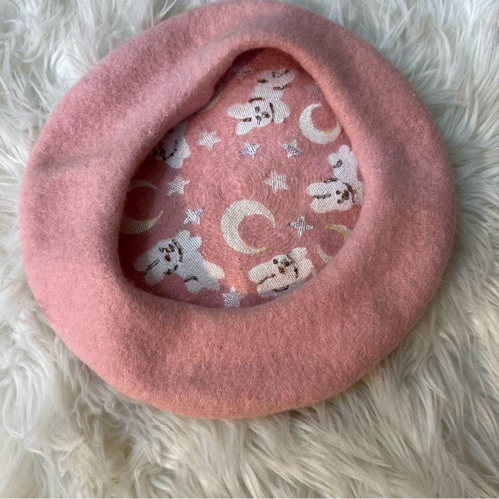Pink wool beret - Picture 2 of 4
